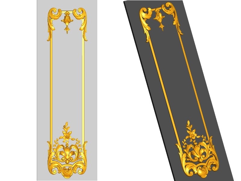 Panel 03 stl | facades, furniture panels, wall, ceiling, 3D model. Baroque style, plant decor. Acanthus leaves.