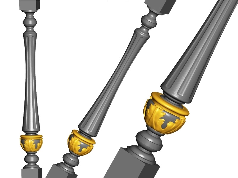 Baluster 10 stl | Elements of the staircase - balusters, pillars, pillar tops. Baroque style, floral decoration.