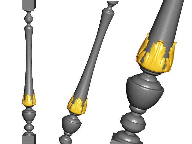 Baluster 11 stl | Elements of the staircase - balusters, pillars, pillar tops. Baroque style, floral decoration. Acanthus leaves.