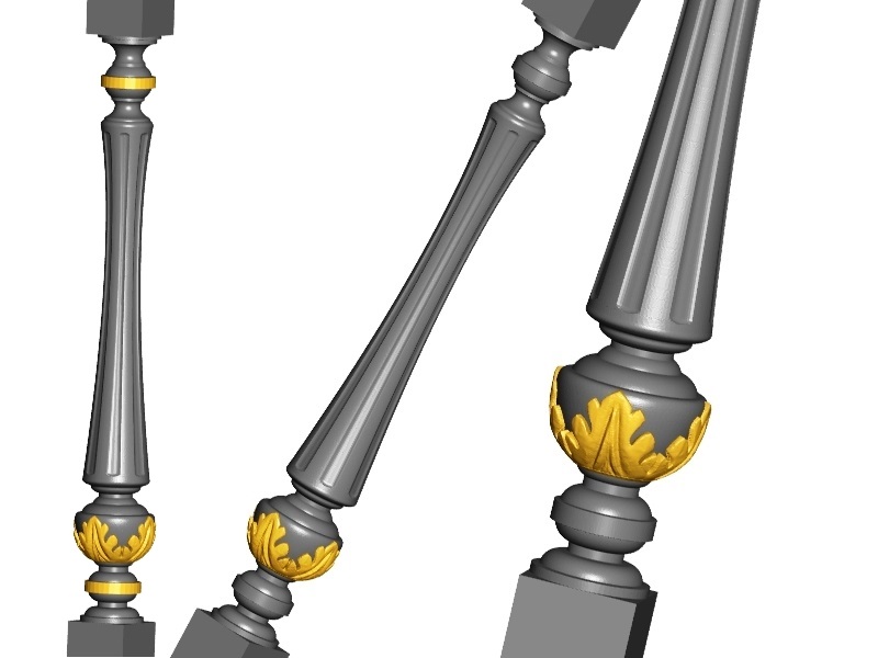 Baluster 08 stl | Elements of the staircase - balusters, pillars, pillar tops. Baroque style, floral decoration.