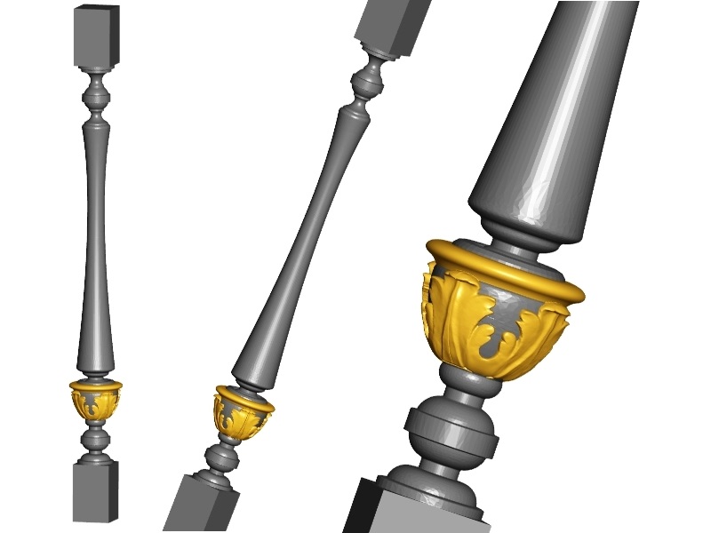 Baluster 09 stl | Elements of the staircase - balusters, pillars, pillar tops. Baroque style, floral decoration.