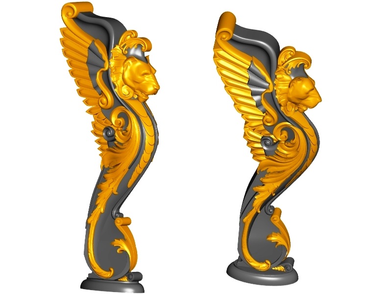 Leading post 15 stl - WINGED LION | entry posts, bumps. Lion with wings.